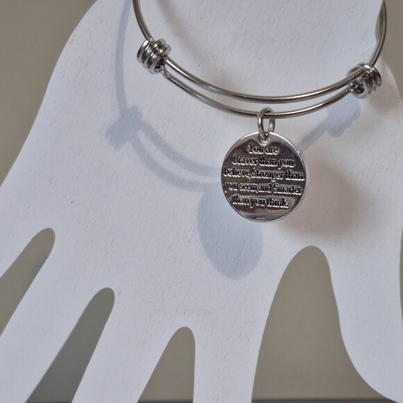 NWT Inspirational Wire Bracelet - You are Braver than you believe - Picture 4 of 4